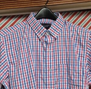 Collared Greens Men's Red and Blue Checkered Shirt
